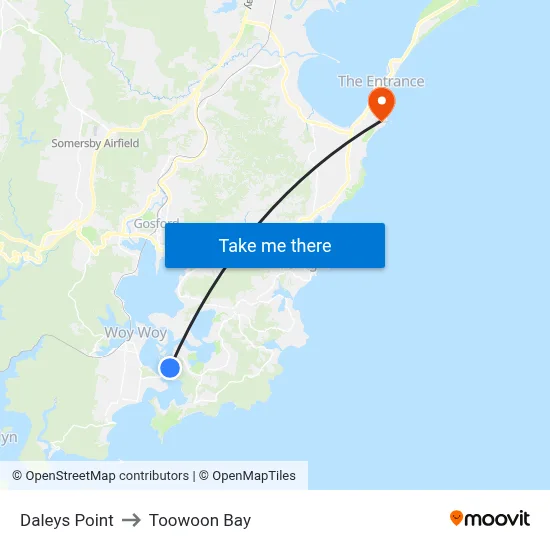 Daleys Point to Toowoon Bay map