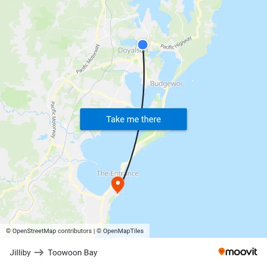 Jilliby to Toowoon Bay map