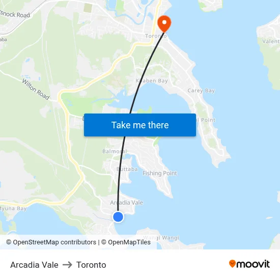 Arcadia Vale to Toronto map