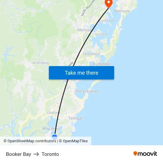 Booker Bay to Toronto map