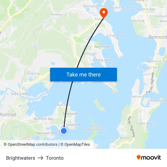 Brightwaters to Toronto map