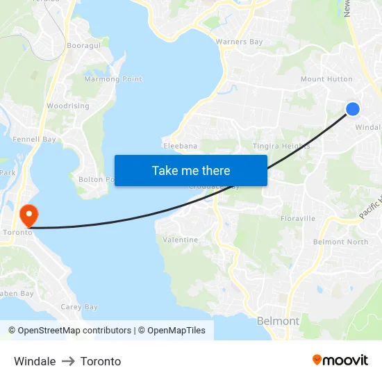 Windale to Toronto map