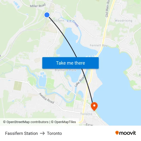 Fassifern Station to Toronto map