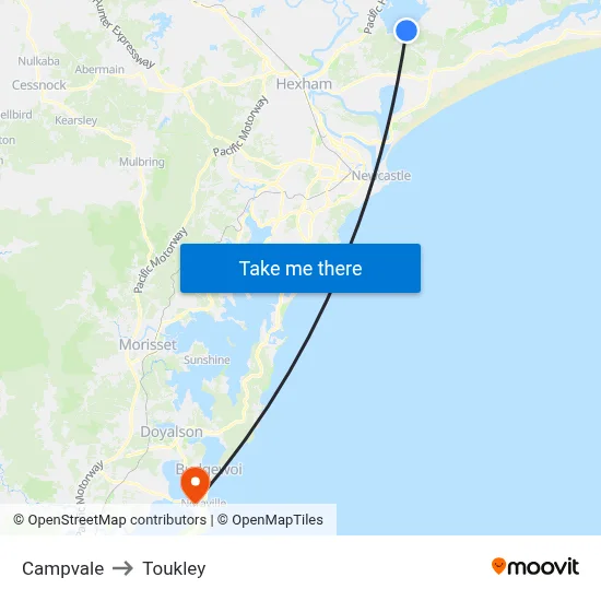 Campvale to Toukley map