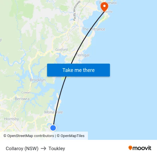 Collaroy (NSW) to Toukley map