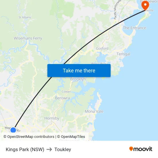 Kings Park (NSW) to Toukley map