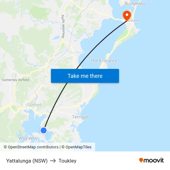 Yattalunga (NSW) to Toukley map