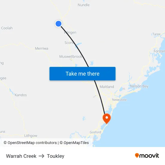 Warrah Creek to Toukley map