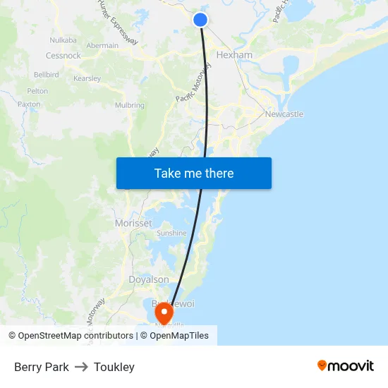 Berry Park to Toukley map