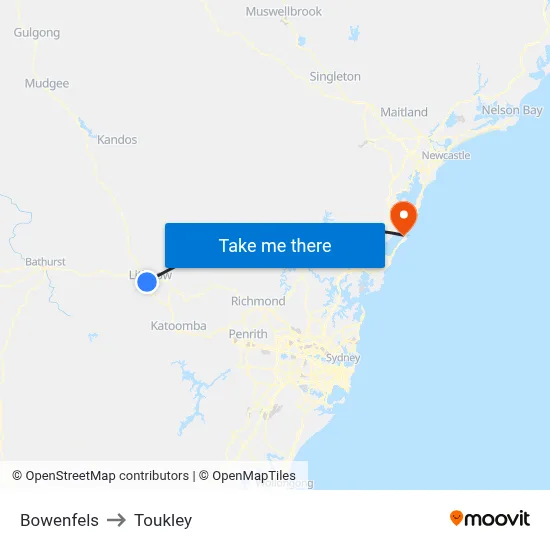 Bowenfels to Toukley map