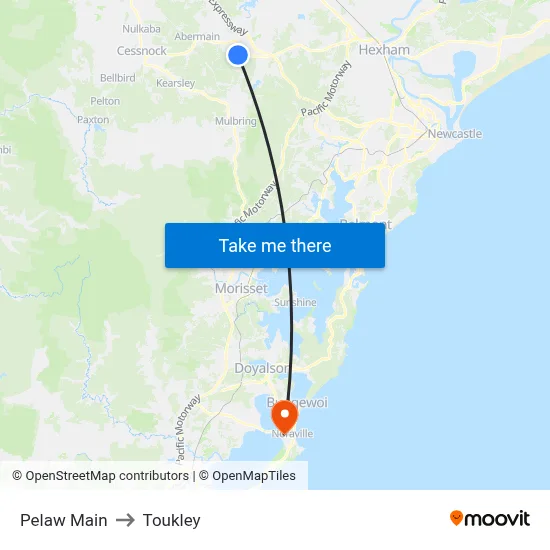 Pelaw Main to Toukley map
