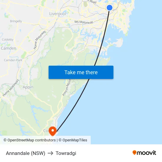 Annandale (NSW) to Towradgi map