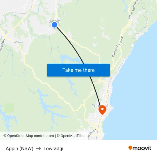 Appin (NSW) to Towradgi map