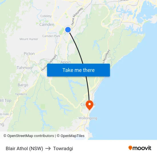 Blair Athol (NSW) to Towradgi map
