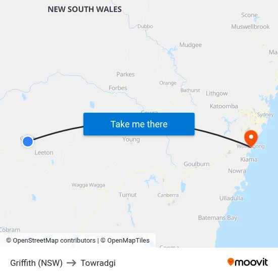 Griffith (NSW) to Towradgi map