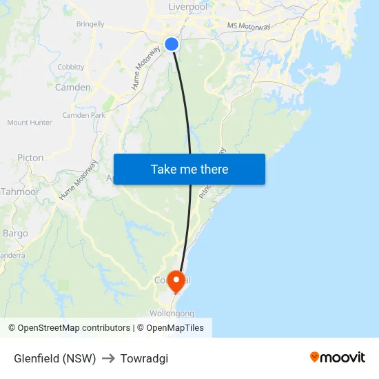 Glenfield (NSW) to Towradgi map