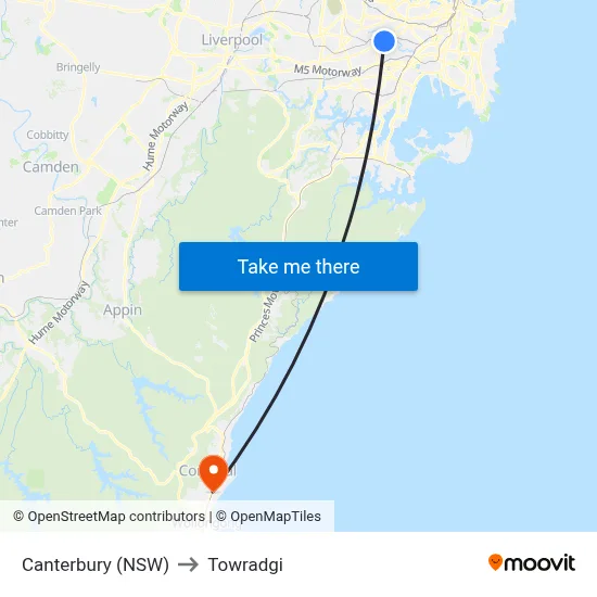 Canterbury (NSW) to Towradgi map