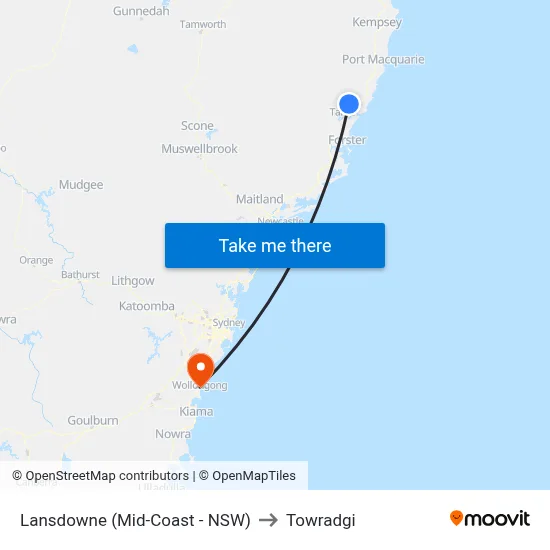 Lansdowne (Mid-Coast - NSW) to Towradgi map