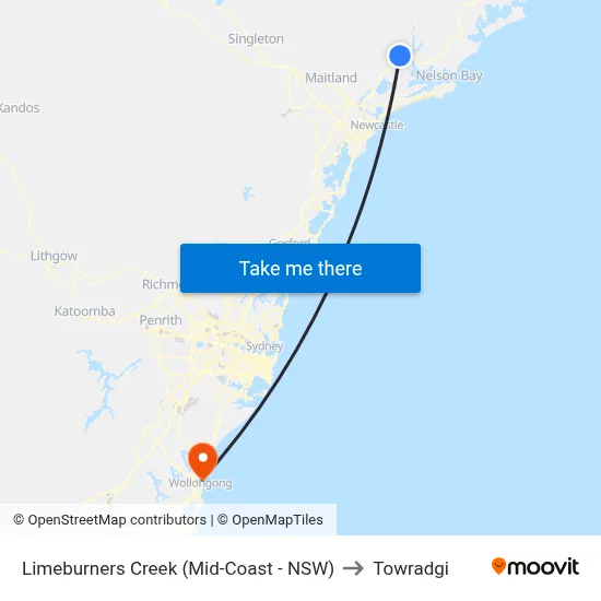 Limeburners Creek (Mid-Coast - NSW) to Towradgi map