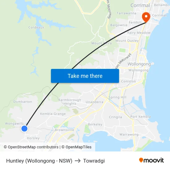 Huntley (Wollongong - NSW) to Towradgi map