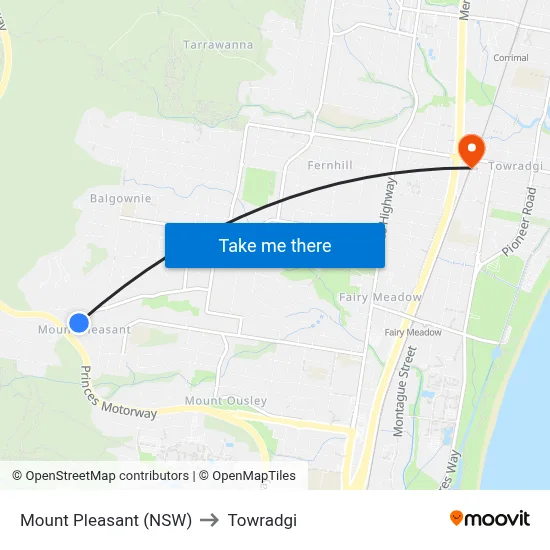 Mount Pleasant (NSW) to Towradgi map