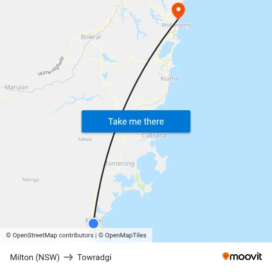 Milton (NSW) to Towradgi map