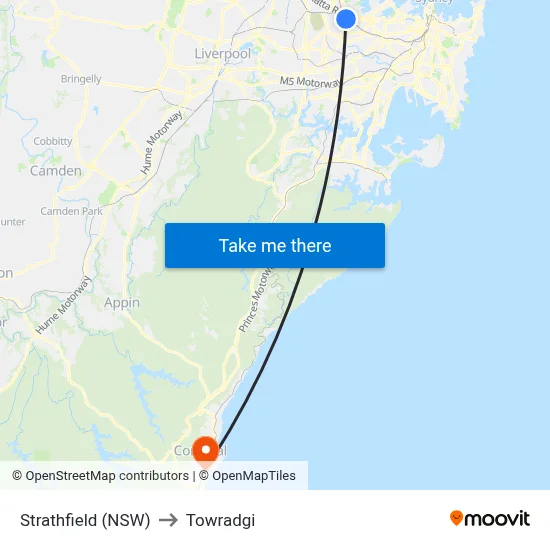 Strathfield (NSW) to Towradgi map