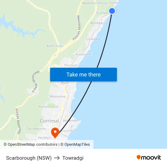 Scarborough (NSW) to Towradgi map