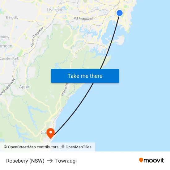 Rosebery (NSW) to Towradgi map