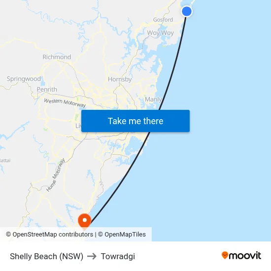 Shelly Beach (NSW) to Towradgi map