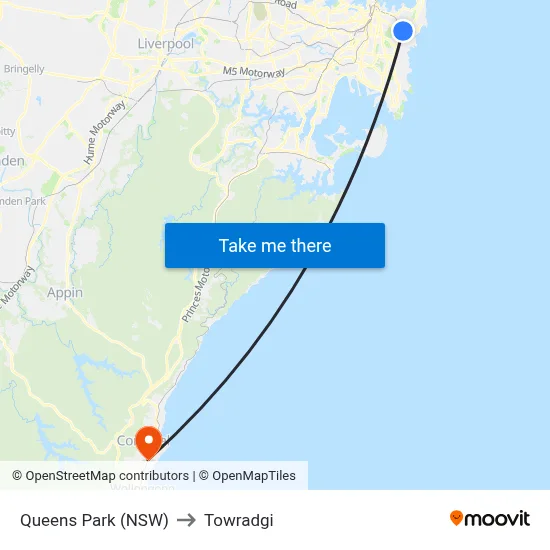 Queens Park (NSW) to Towradgi map