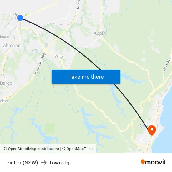Picton (NSW) to Towradgi map