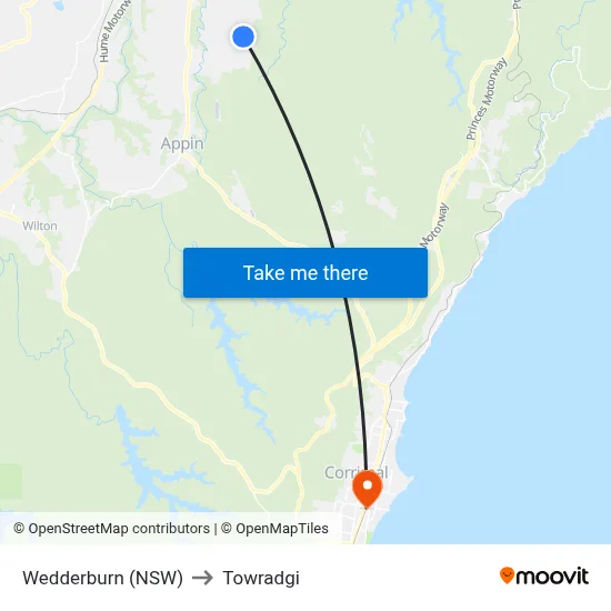 Wedderburn (NSW) to Towradgi map