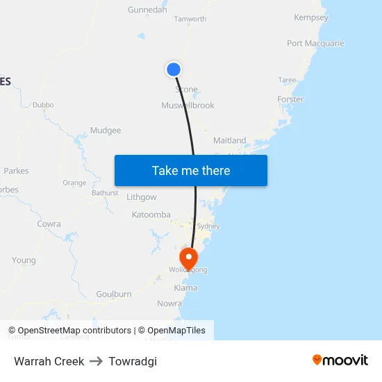 Warrah Creek to Towradgi map