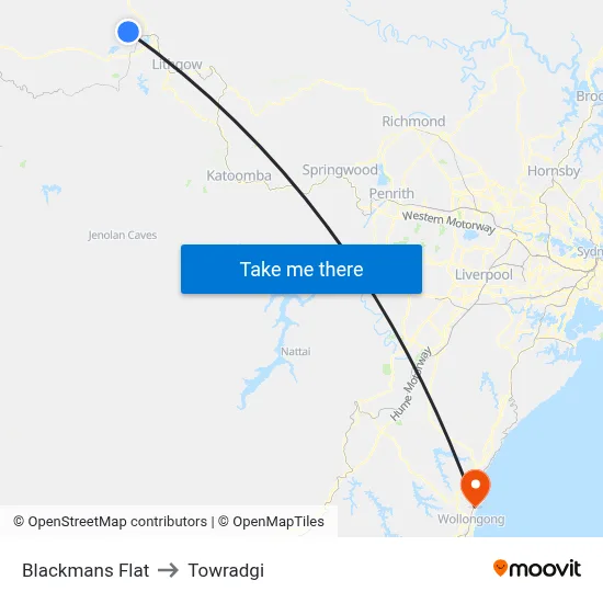 Blackmans Flat to Towradgi map
