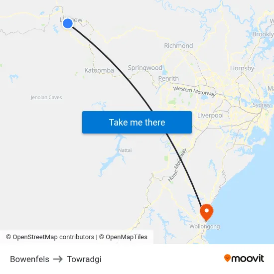 Bowenfels to Towradgi map