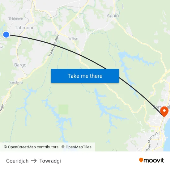 Couridjah to Towradgi map
