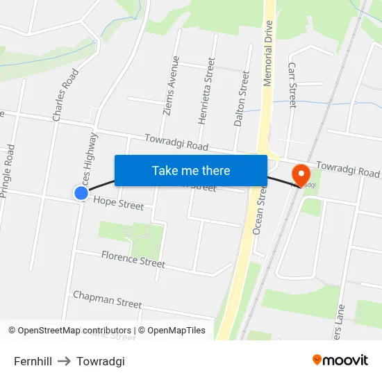 Fernhill to Towradgi map