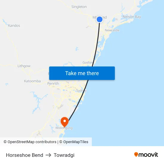 Horseshoe Bend to Towradgi map