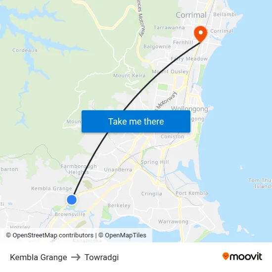 Kembla Grange to Towradgi map