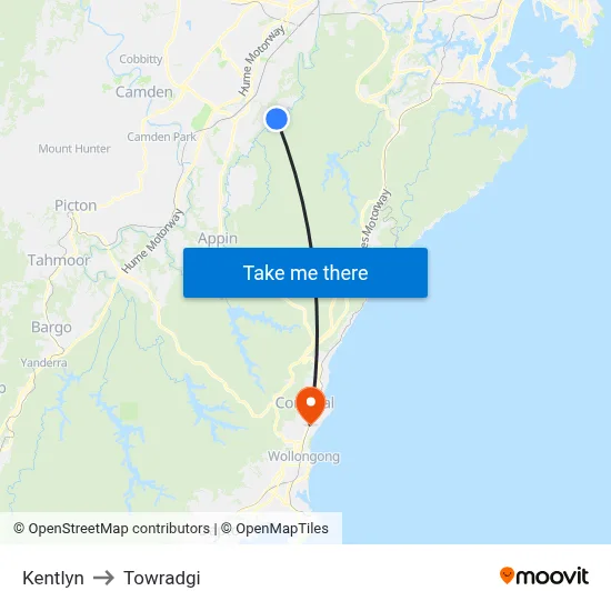 Kentlyn to Towradgi map