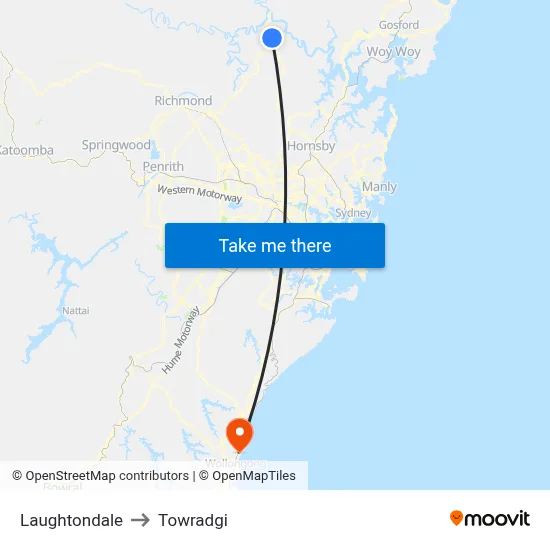 Laughtondale to Towradgi map