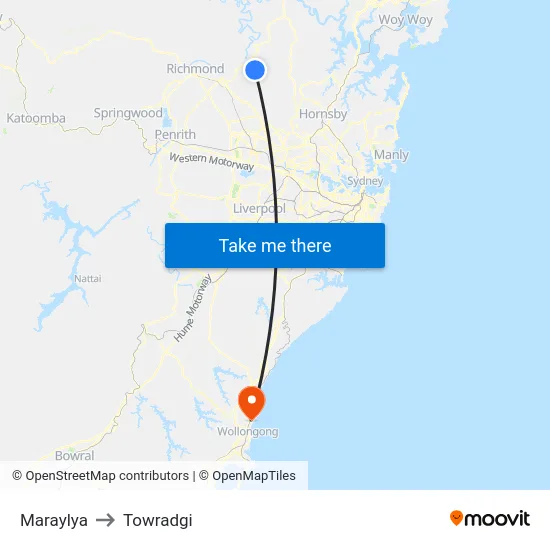 Maraylya to Towradgi map