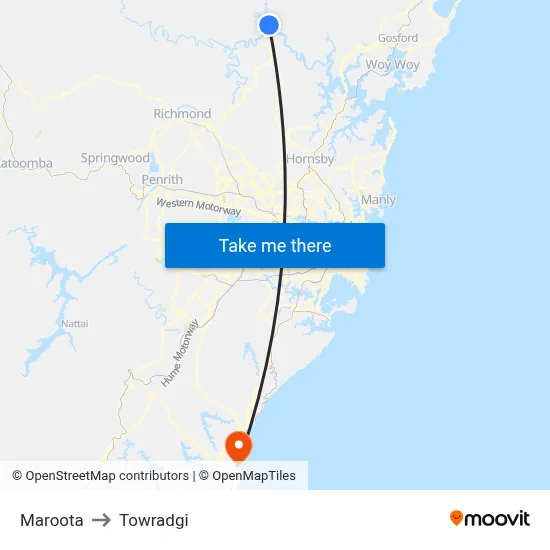 Maroota to Towradgi map