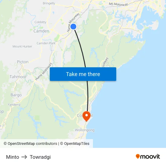 Minto to Towradgi map