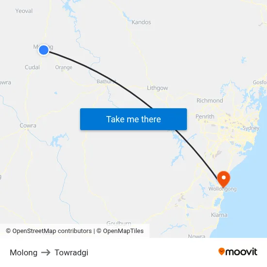 Molong to Towradgi map