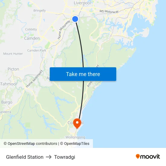 Glenfield Station to Towradgi map