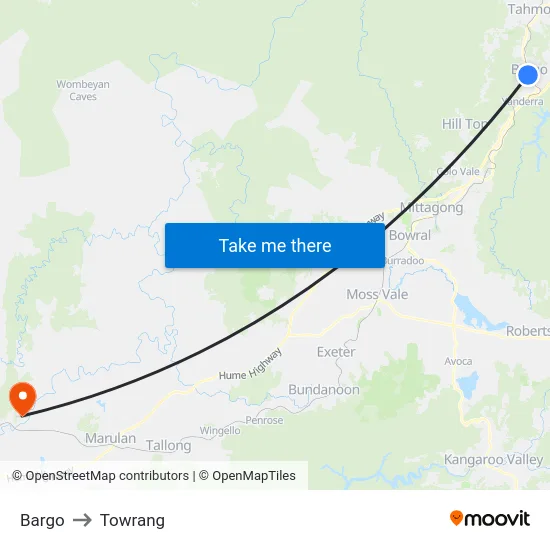 Bargo to Towrang map