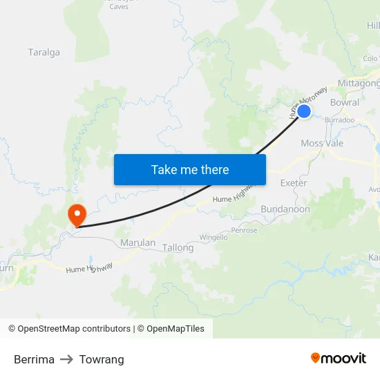 Berrima to Towrang map
