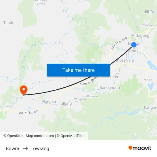 Bowral to Towrang map